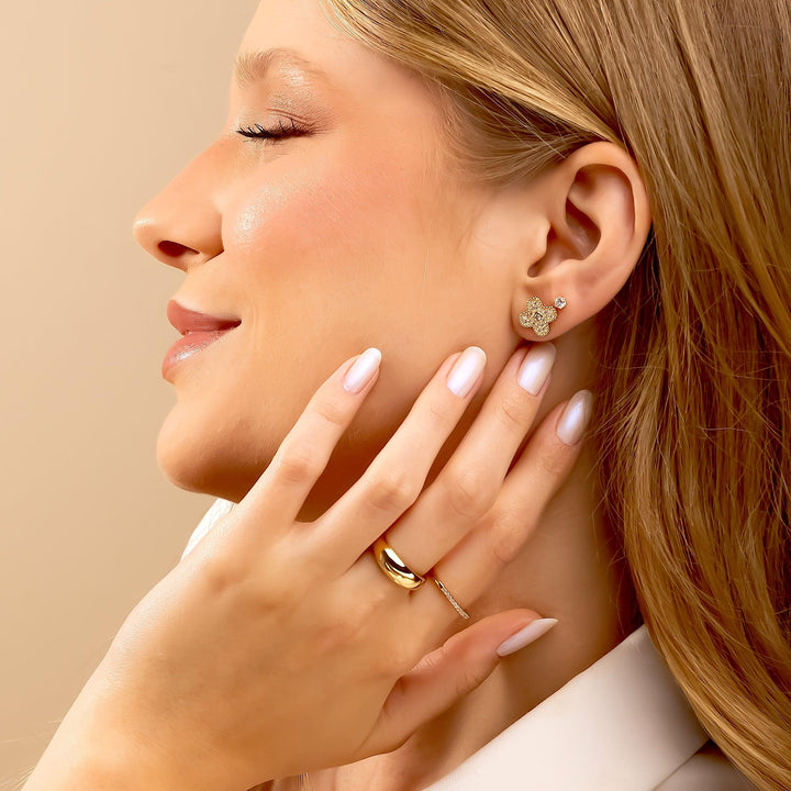 Anel Aparador Micro Zircônia Banhado a Ouro 18K - Liven Semijoias