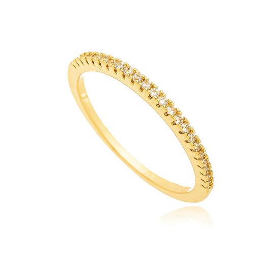 Anel Aparador Micro Zircônia Banhado a Ouro 18K - Liven Semijoias