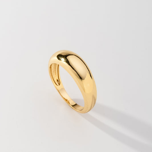 Anel Liso Abaulado Banhado a Ouro 18K