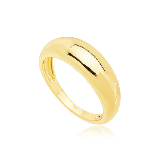Anel Liso Abaulado Banhado a Ouro 18K - Liven Semijoias