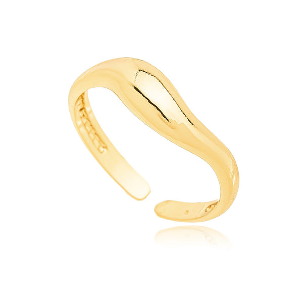 Anel Liso Orgânico Ondas Banhado a Ouro 18K - Liven Semijoias
