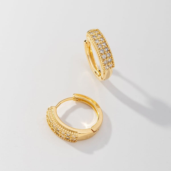 Brinco Argola Click Articulado Zircônia Banhado a Ouro 18K