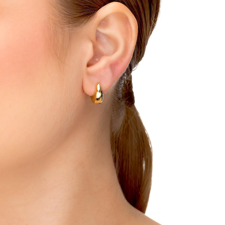 Brinco Argola Click Gota Liso Banhado a Ouro 18K - Liven Semijoias