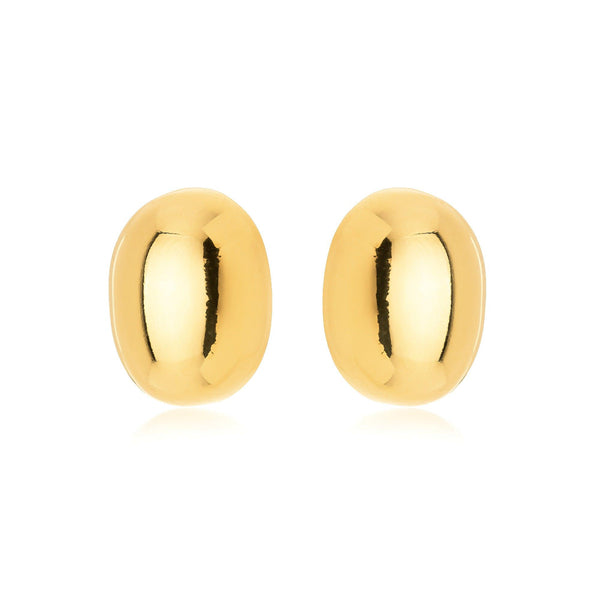 Brinco Oval Abaulado Liso Banhado a Ouro 18K - Liven Semijoias