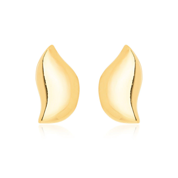 Brinco Orgânico Liso Abaulado Minimalista Banhado a Ouro 18K - Liven Semijoias