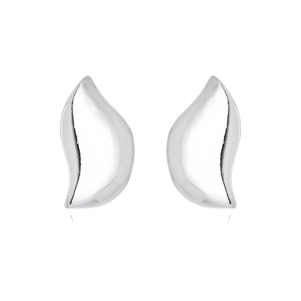 Brinco Orgânico Liso Abaulado Minimalista Banhado a Ródio - Liven Semijoias