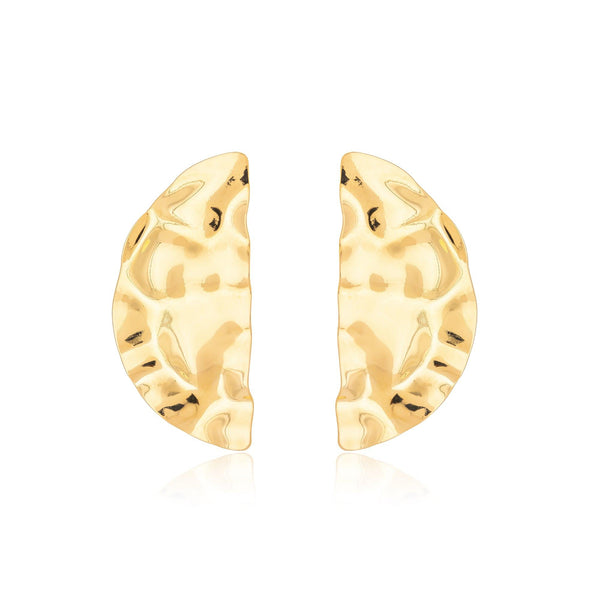 Brinco Meia Lua Orgânico Martelado Banhado a Ouro 18K - Liven Semijoias