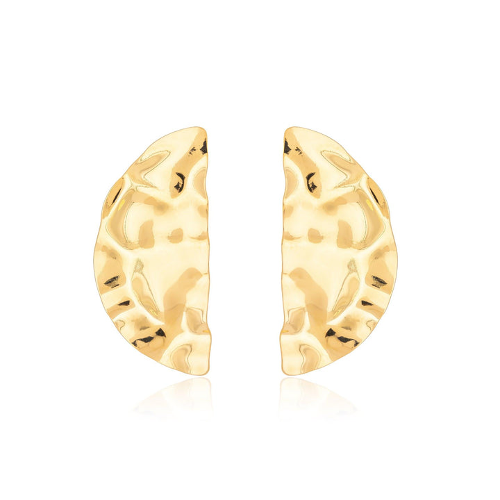 Brinco Meia Lua Orgânico Martelado Banhado a Ouro 18K - Liven Semijoias