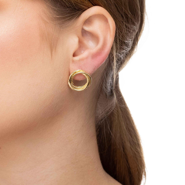 Brinco Aros Entrelaçados Banhado a Ouro 18K - Liven Semijoias