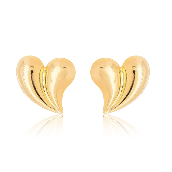 Brinco Coração Grande Banhado a Ouro 18K - Liven Semijoias