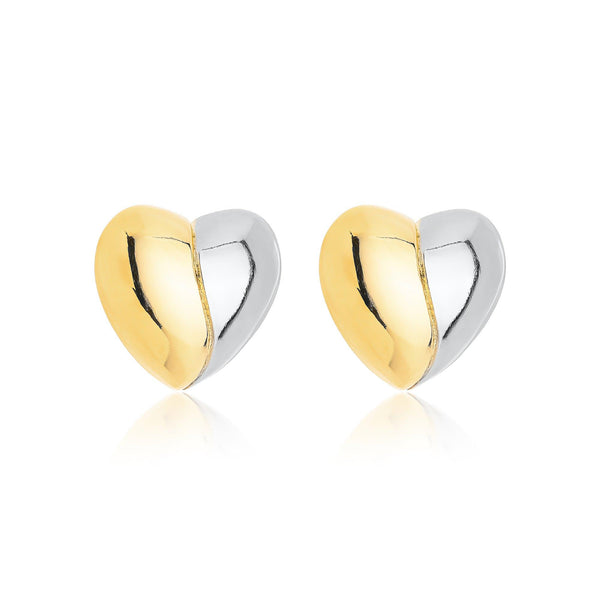 Brinco Coração Duo Banhado a Ouro 18K e Ródio Branco - Liven Semijoias