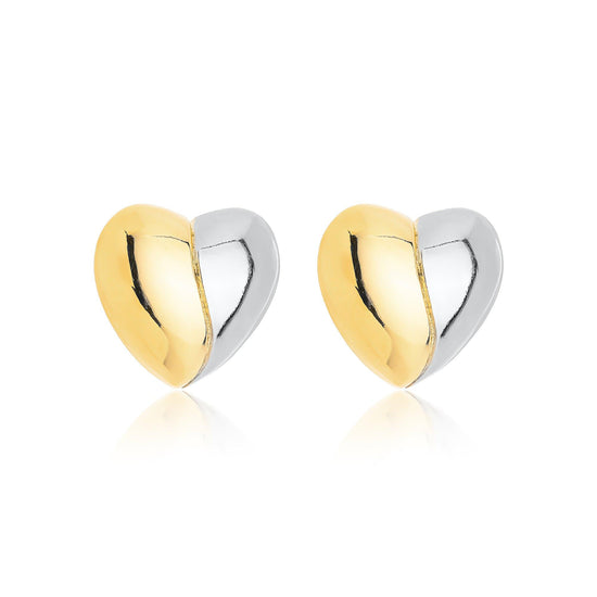 Brinco Coração Duo Banhado a Ouro 18K e Ródio Branco - Liven Semijoias