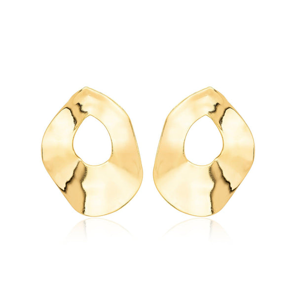 Brinco Orgânico Gota Vazada Banhado a Ouro 18K - Liven Semijoias