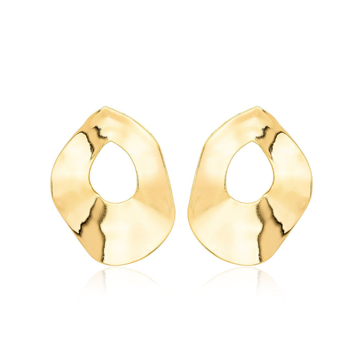 Brinco Orgânico Gota Vazada Banhado a Ouro 18K - Liven Semijoias