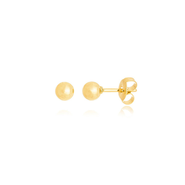 Brinco Bolinha 4mm Liso Infantil Banhado a Ouro 18K - Liven Semijoias
