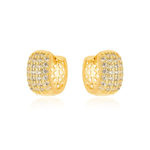 Brinco Argola Click Zircônia Banhado a Ouro 18K - Liven Semijoias