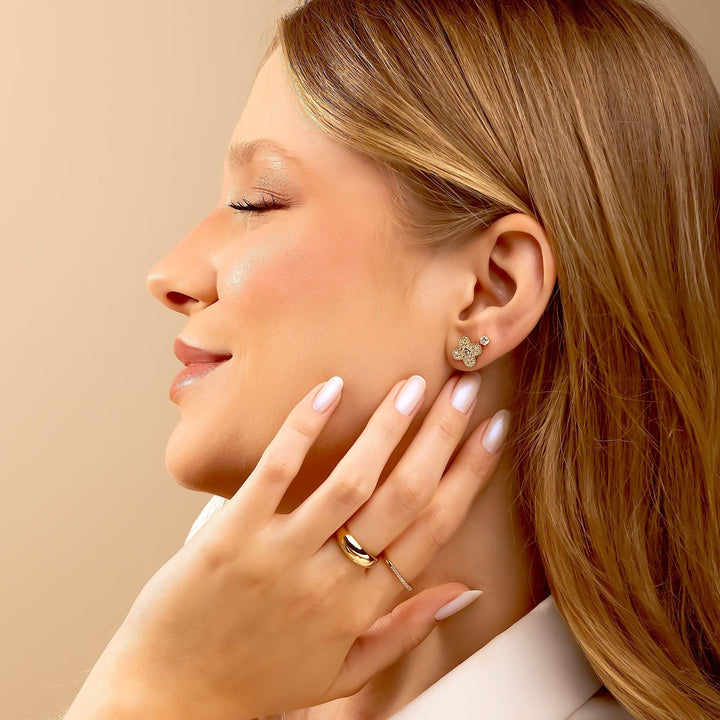 Brinco Trevo Cravejado Luxo Banhado a Ouro 18K - Liven Semijoias