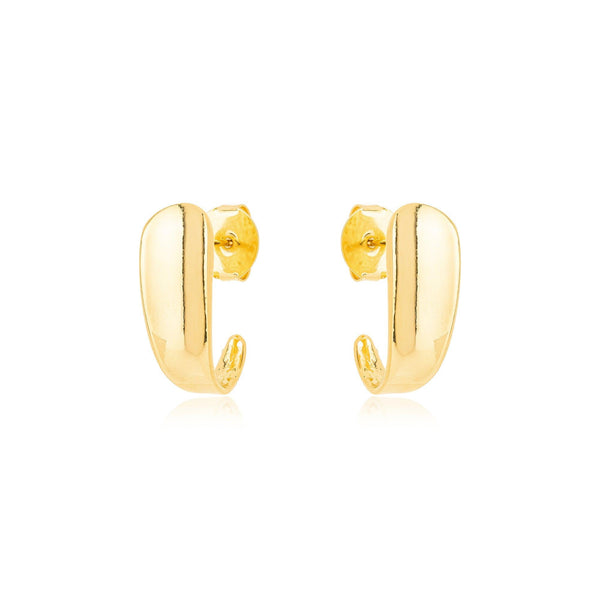 Brinco Curvado J Banhado a Ouro 18K - Liven Semijoias