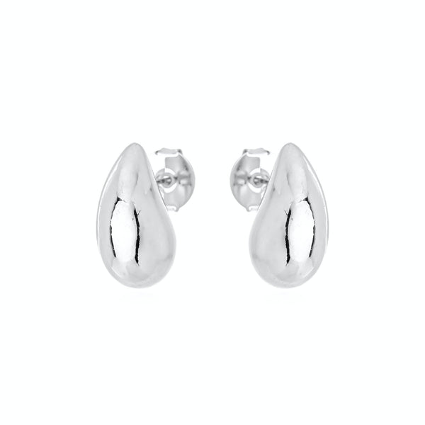 Brinco Gota Médio 18mm Banhado a Ródio - Liven Semijoias