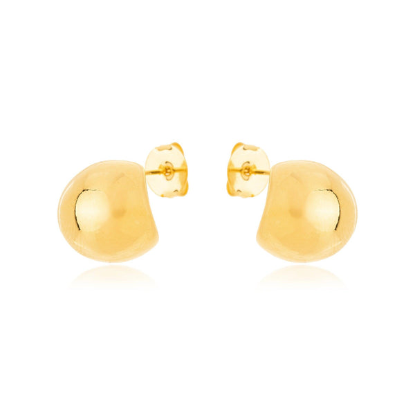Brinco Meia Esfera Liso Banhado a Ouro 18K