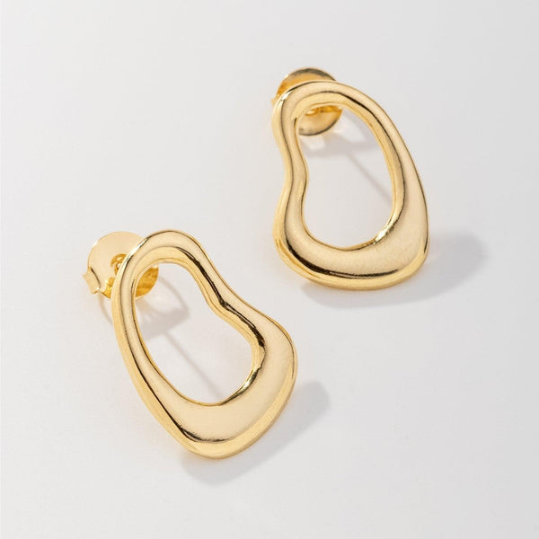 Brinco Brinco Orgânico Liso Vazado Banhado a Ouro 18K