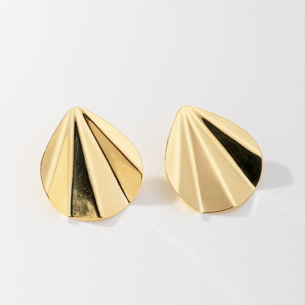 Brinco Leque Gota Banhado a Ouro 18K