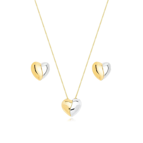 Conjunto Colar Com Pingente + Brinco Duo Banhado a Ouro 18K - Liven Semijoias