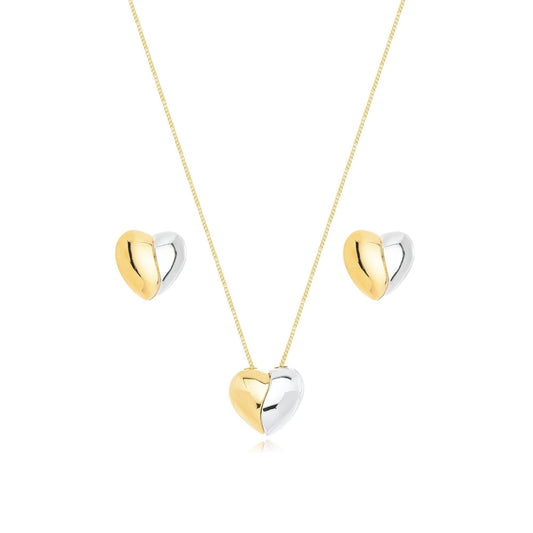 Conjunto Colar Com Pingente + Brinco Duo Banhado a Ouro 18K - Liven Semijoias