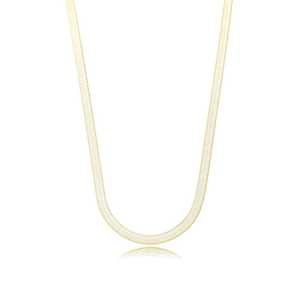 Colar Choker Malha Fita Laminada 4mm Banhado a Ouro 18K - Liven Semijoias