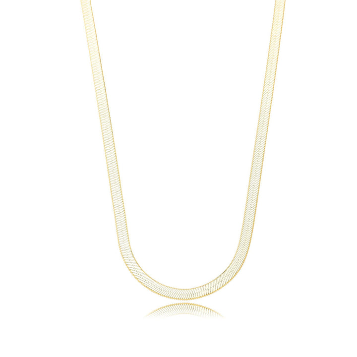 Colar Choker Malha Fita Laminada 4mm Banhado a Ouro 18K - Liven Semijoias