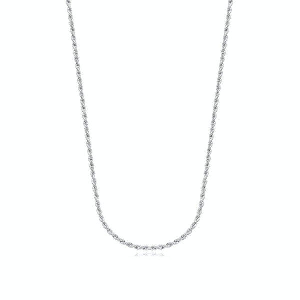 Colar Cordão Baiano 2mm por 40cm Banhado a Ródio - Liven Semijoias
