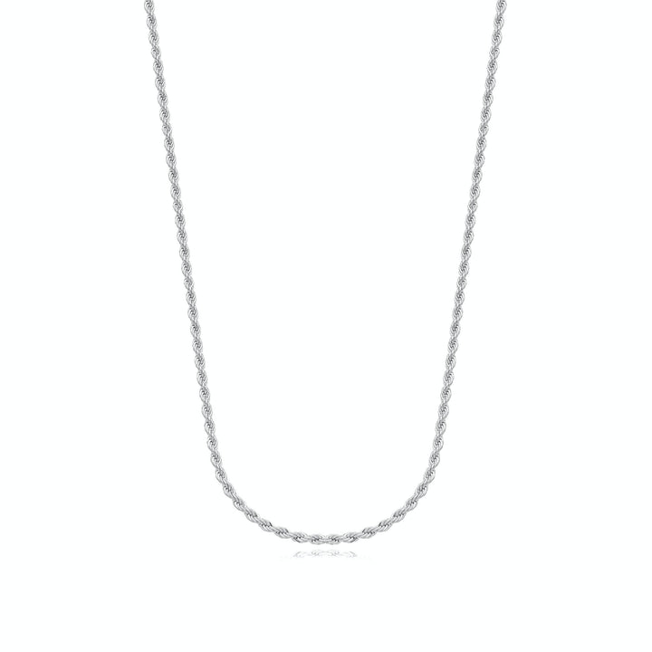Colar Cordão Baiano 2mm por 40cm Banhado a Ródio - Liven Semijoias