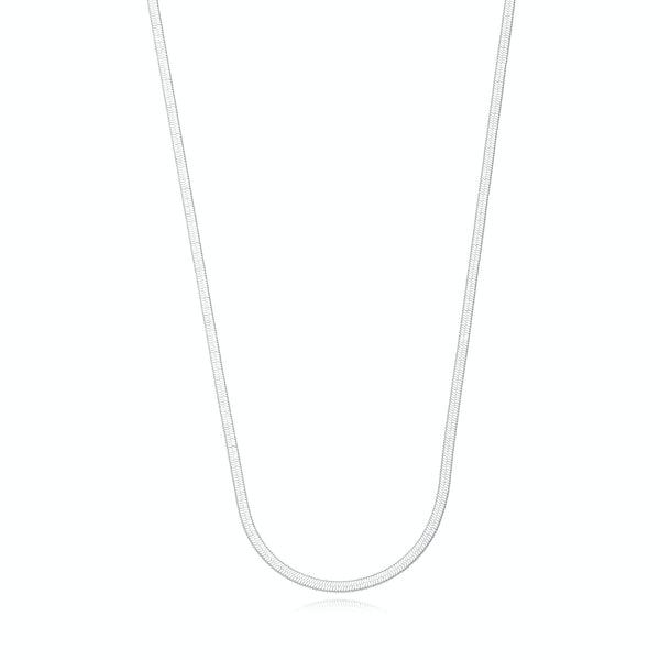 Colar Malha Fita Laminada 2mm por 40cm Banhado a Ródio - Liven Semijoias