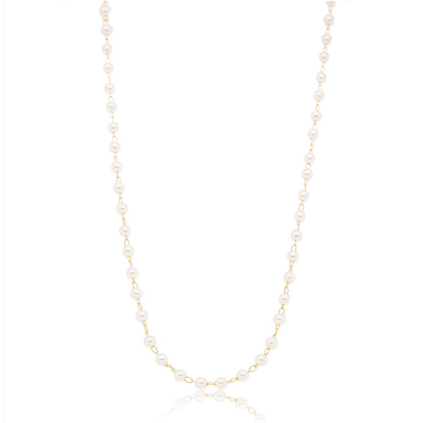 Colar Corrente Pérola 40cm com Fecho Boia Banhado a Ouro 18K