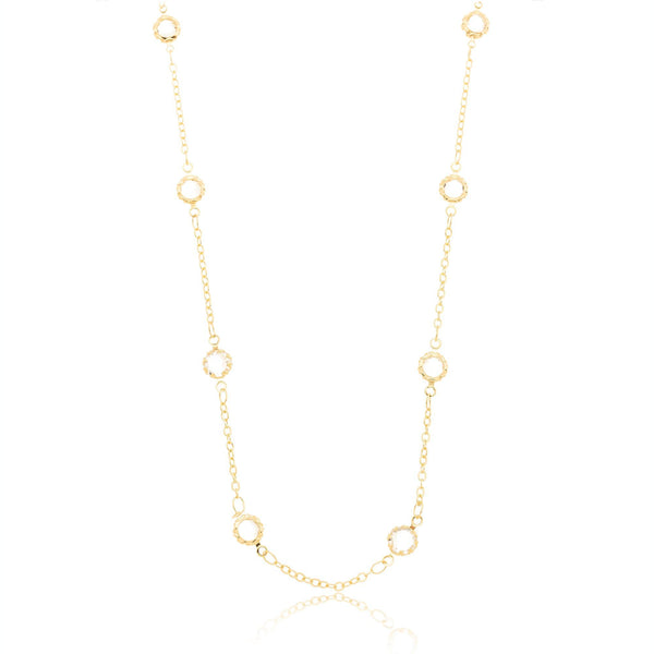 Colar Choker Corrente Pontos em Cristal Banhado a Ouro 18K
