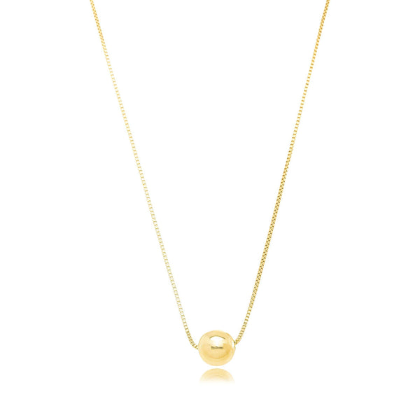 Colar Corrente Veneziana Pingente Bola Lisa Banhado a Ouro 18K