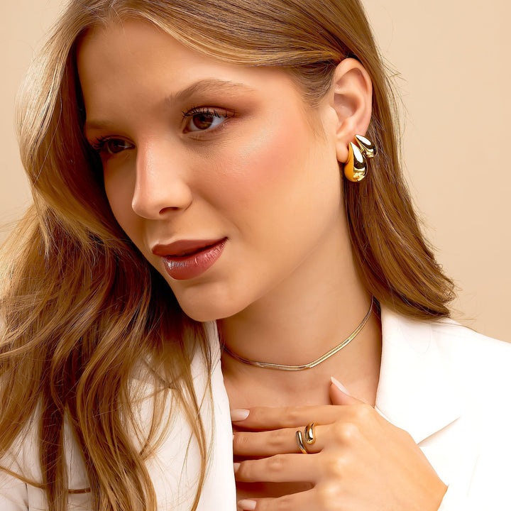 Colar Choker Malha Fita Laminada 3mm Banhado a Ouro 18K - Liven Semijoias