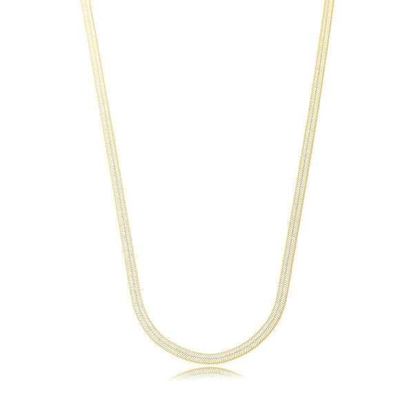 Colar Choker Malha Fita Laminada 3mm Banhado a Ouro 18K - Liven Semijoias