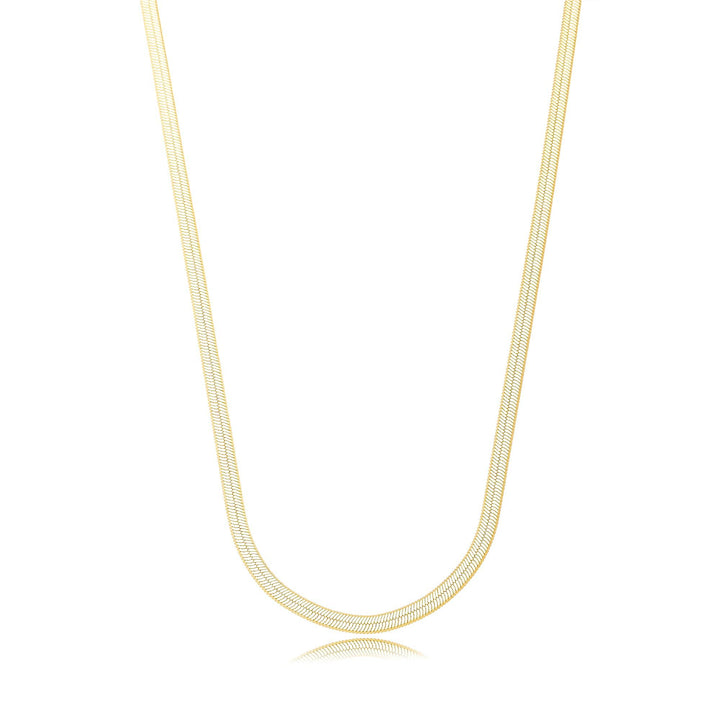 Colar Choker Malha Fita Laminada 3mm Banhado a Ouro 18K - Liven Semijoias