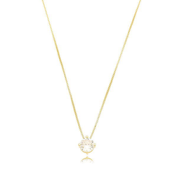 Colar Veneziana Com Pingente Ponto Luz 7mm Banhado a Ouro 18K - Liven Semijoias