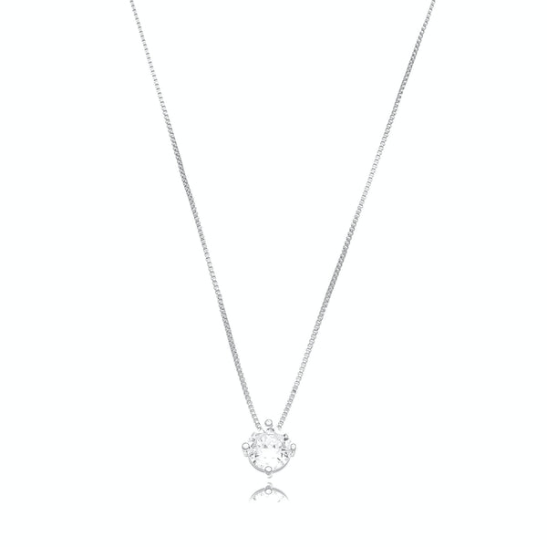 Colar Veneziana Com Pingente Ponto Luz 7mm Banhado a Ródio - Liven Semijoias