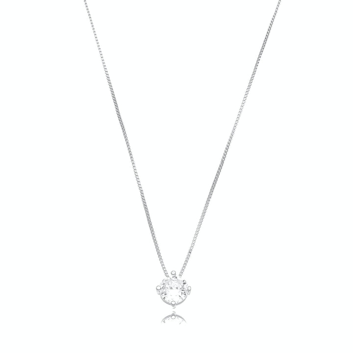 Colar Veneziana Com Pingente Ponto Luz 7mm Banhado a Ródio - Liven Semijoias