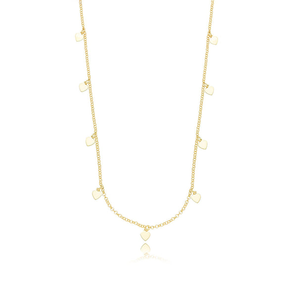 Colar Choker Elo Português 35cm + 10cm Coração Banhado a Ouro 18K - Liven Semijoias