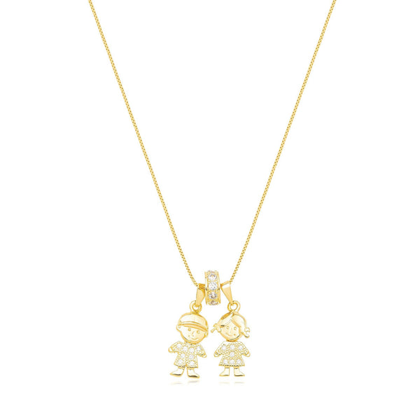 Pingente Filhos Menina Banhado a Ouro 18K - Liven Semijoias
