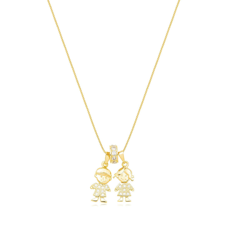 Pingente Filhos Menina Banhado a Ouro 18K - Liven Semijoias