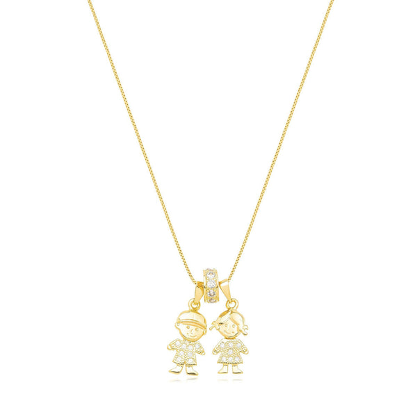 Pingente Filhos Menino Banhado a Ouro 18K - Liven Semijoias