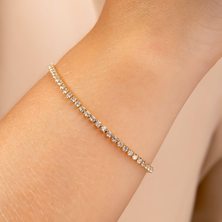 Pulseira Riviera Zircônia 18cm Banhado a Ouro 18K - Liven Semijoias