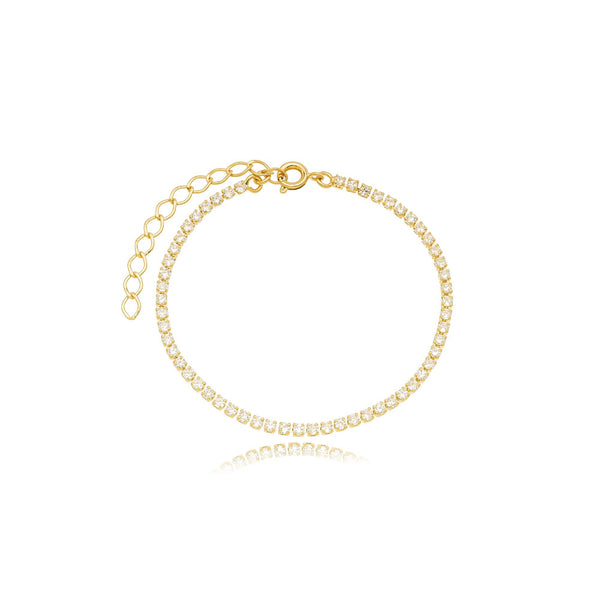 Pulseira Riviera Zircônia 18cm Banhado a Ouro 18K - Liven Semijoias