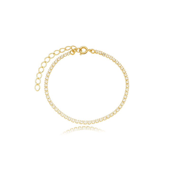 Pulseira Riviera Zircônia 18cm Banhado a Ouro 18K - Liven Semijoias