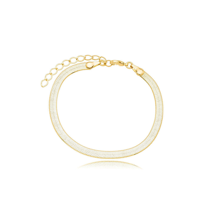 Pulseira Malha Fita Laminada 4mm Banhado a Ouro 18K - Liven Semijoias